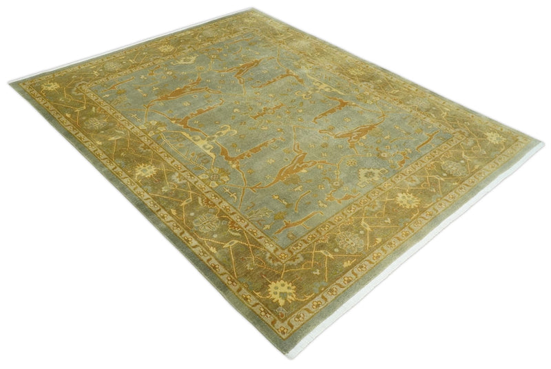 Antique Moss 8x10 Hand Knotted Gray and Brown Traditional Vintage Persian Style Wool Rug | AC22810