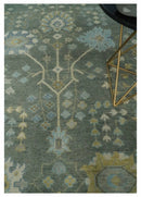 Gray and Beige Hand Knotted Wool Area Rug Vintage Floral Traditional by The Rug Decor