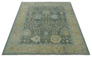 Gray and Beige Hand Knotted Wool Area Rug Vintage Floral Traditional by The Rug Decor
