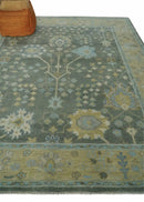 Gray and Beige Hand Knotted Wool Area Rug Vintage Floral Traditional by The Rug Decor