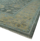 Gray and Beige Hand Knotted Wool Area Rug Vintage Floral Traditional by The Rug Decor