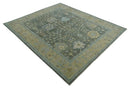 Gray and Beige Hand Knotted Wool Area Rug Vintage Floral Traditional by The Rug Decor
