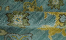 Antique Moss Green and Blue Wool Hand Knotted Traditional Oriental Oushak Multi size Wool Area Rug