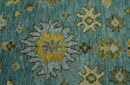 Moss Green and Blue Hand Knotted Wool Oushak Area Rug - Antique Oriental by The Rug Decor