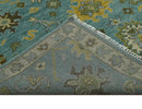 Moss Green and Blue Hand Knotted Wool Oushak Area Rug - Antique Oriental by The Rug Decor