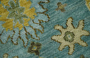 Moss Green and Blue Hand Knotted Wool Oushak Area Rug - Antique Oriental by The Rug Decor