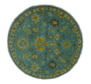 Antique Moss Green and Blue Wool Hand Knotted Traditional Oriental Oushak Multi size Wool Area Rug
