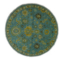 Moss Green and Blue Hand Knotted Wool Oushak Area Rug - Antique Oriental by The Rug Decor