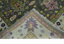 Wool Hand Knotted Custom Made Area Rug Turkish Charcoal Ivory Green Oushak Traditional by The Rug Decor