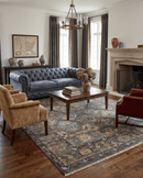 Charcoal Brown Blue Wool Oushak Traditional Area Rug Hand Knotted