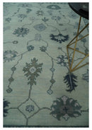 Antique Beige and Silver Hand Knotted Oushak Wool Area Rug - Traditional Floral Design by The Rug Decor