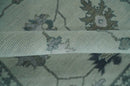 Antique multi size Hand Knotted Beige and Silver Traditional Floral Oushak wool Area Rug