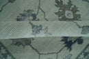 Antique Beige and Silver Hand Knotted Oushak Wool Area Rug - Traditional Floral Design by The Rug Decor