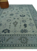 Antique multi size Hand Knotted Beige and Silver Traditional Floral Oushak wool Area Rug