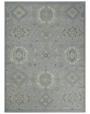 Antique Muted Silver Rug 8x11 Hand Knotted Turkish Silver, Beige and Brown Traditional Antique Persian Low Pile Area Rug