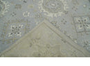 Antique Muted Silver Rug 8x11 Hand Knotted Turkish Silver, Beige and Brown Traditional Antique Persian Low Pile Area Rug