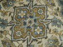 Wool Area Rug Heriz Serapi Hand Knotted Antique Traditional Muted Blue Beige Brown