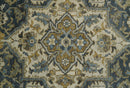 Wool Area Rug Heriz Serapi Hand Knotted Antique Traditional Muted Blue Beige Brown