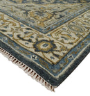 Wool Area Rug Heriz Serapi Hand Knotted Antique Traditional Muted Blue Beige Brown by The Rug Decor