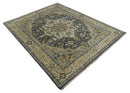 Wool Area Rug Heriz Serapi Hand Knotted Antique Traditional Muted Blue Beige Brown by The Rug Decor