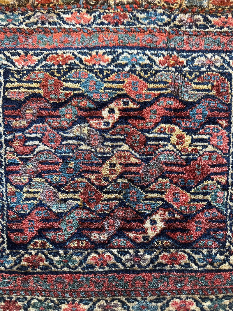 Antique Natural Dyes Small Kurdish Square Decorative Hanging Rug - 22" X 24"