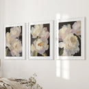 Moody Pink and White Peonies Art. Floral Set of 3 Prints by Wall Art Set