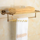 GobekUsa Brass Towel Rack, Antique Brass Holder, 50cm Shelf, Bathroom Accessories