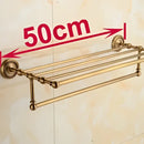 GobekUsa Brass Towel Rack, Antique Brass Holder, 50cm Shelf, Bathroom Accessories