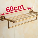 GobekUsa Brass Towel Rack, Antique Brass Holder, 50cm Shelf, Bathroom Accessories