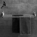 GobekUsa Double Towel Bars: Gold/Silver Bathroom Towel Rack Holder, Wall Mounted Brass