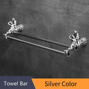 GobekUsa Double Towel Bars: Gold/Silver Bathroom Towel Rack Holder, Wall Mounted Brass
