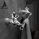 GobekUsa Double Towel Bars: Gold/Silver Bathroom Towel Rack Holder, Wall Mounted Brass