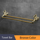 GobekUsa Double Towel Bars: Gold/Silver Bathroom Towel Rack Holder, Wall Mounted Brass