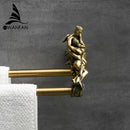 GobekUsa Double Towel Bars: Gold/Silver Bathroom Towel Rack Holder, Wall Mounted Brass