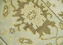 Antique Oushak 2x3 Beige and Brown Hand Knotted Entryway Wool Area Rug | TRD1925223