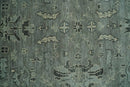 Antique Oushak Hand Knotted Wool Area Rug - Silver and Charcoal by The Rug Decor