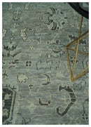 Antique Oushak Hand Knotted Wool Area Rug - Silver and Charcoal by The Rug Decor