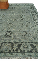 Antique Oushak Hand Knotted Wool Area Rug - Silver and Charcoal by The Rug Decor
