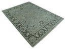Antique Oushak Hand Knotted Wool Area Rug - Silver and Charcoal by The Rug Decor