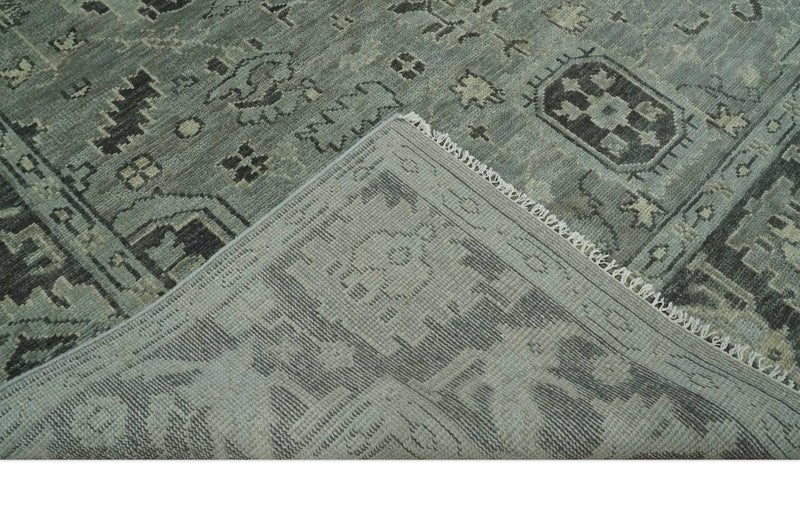 Antique Oushak Silver and Charcoal Multi size Wool Area Rug