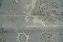 Antique Handcrafted Oushak Wool Area Rug - Silver Beige Gray Hand Knotted Low Pile by The Rug Decor