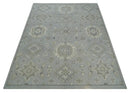 Antique Handcrafted Oushak Wool Area Rug - Silver Beige Gray Hand Knotted Low Pile by The Rug Decor