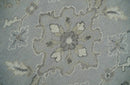Antique Handcrafted Oushak Wool Area Rug - Silver Beige Gray Hand Knotted Low Pile by The Rug Decor