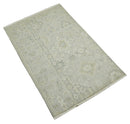 Antique Persian 2x3 Beige and Gray Hand Knotted Entryway Wool Area Rug | TRD3304823