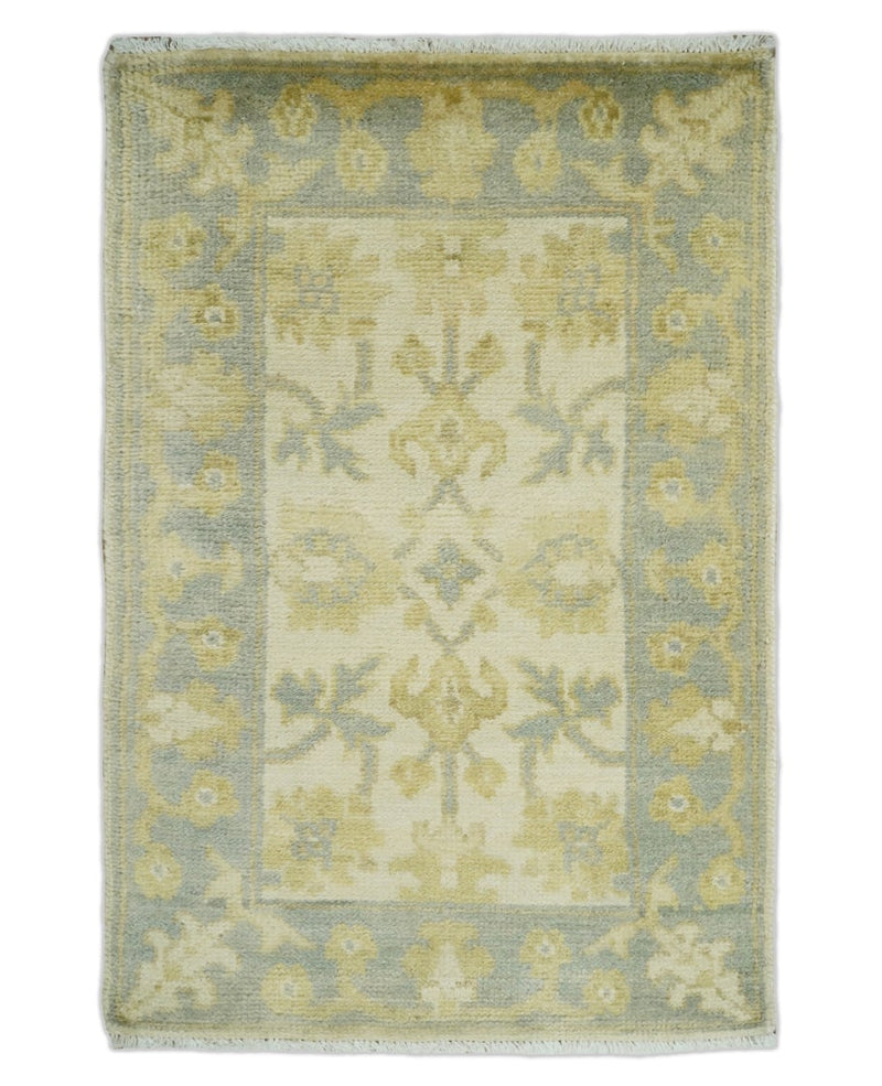Antique Persian 2x3 Beige and Gray Hand Knotted Entryway Wool Area Rug | TRDWN123