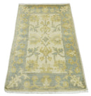 Antique Persian 2x3 Beige and Gray Hand Knotted Entryway Wool Area Rug | TRDWN123