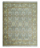 Antique Persian 8x10 Hand Knotted Gray and Beige Traditional Persian Oushak Wool Rug | AC1810