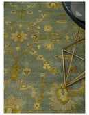 Antique Gray and Moss Brown Hand Knotted Wool Area Rug 8x10 Traditional Persian Oushak