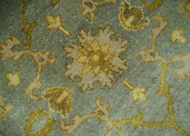 Antique Persian Gray and Moss Brown 8x10 Hand Knotted Traditional Oushak Wool Rug | AC9810