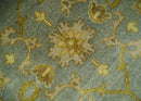 Antique Gray and Moss Brown Hand Knotted Wool Area Rug 8x10 Traditional Persian Oushak